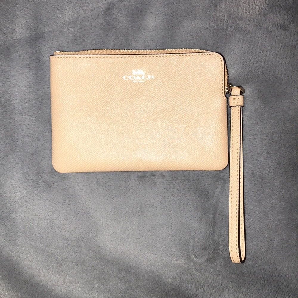 Tan/Beige Coach Wristlet Wallet